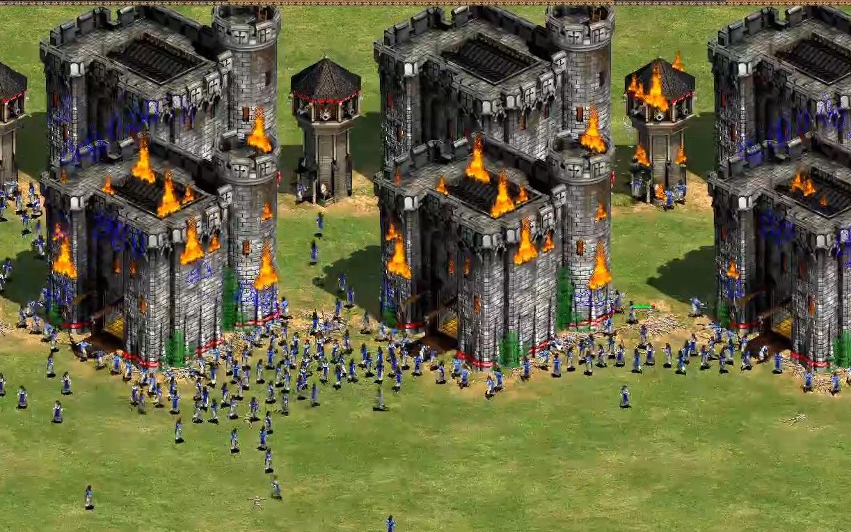 帝国时代2西班牙暴民强拆城堡看几个西班牙村民能打爆法国城堡并攻破