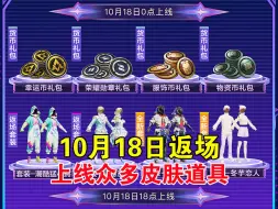 Download Video: 10月18日返场币子道具礼包14款老皮肤返场，4款新皮肤上线