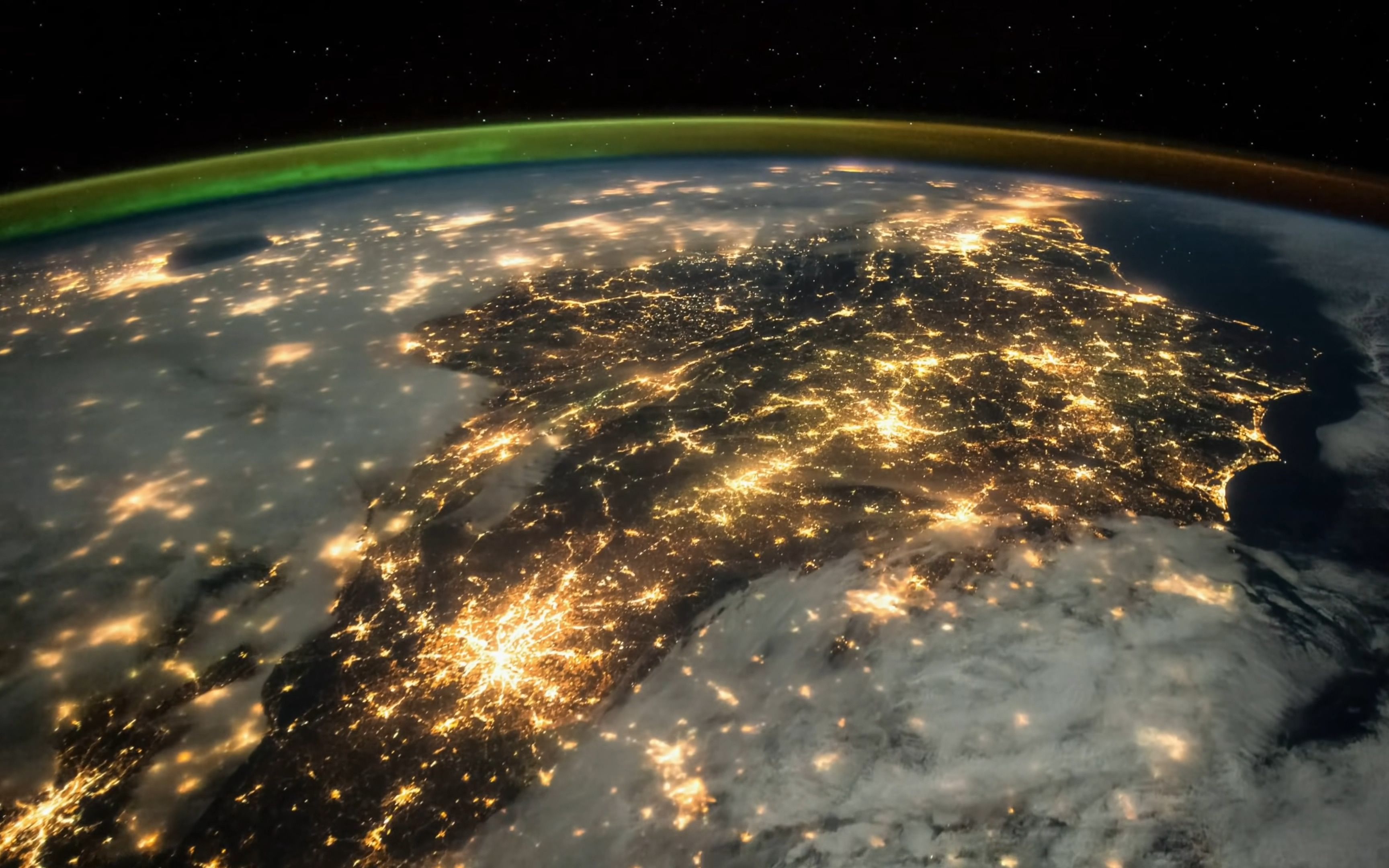 空间站看中国夜景图片