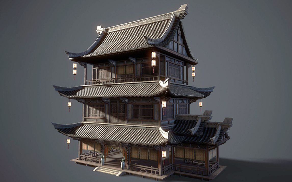 活动  【3dmax】超详细讲解古风建筑场景模型制作,3d场景建模案例教学