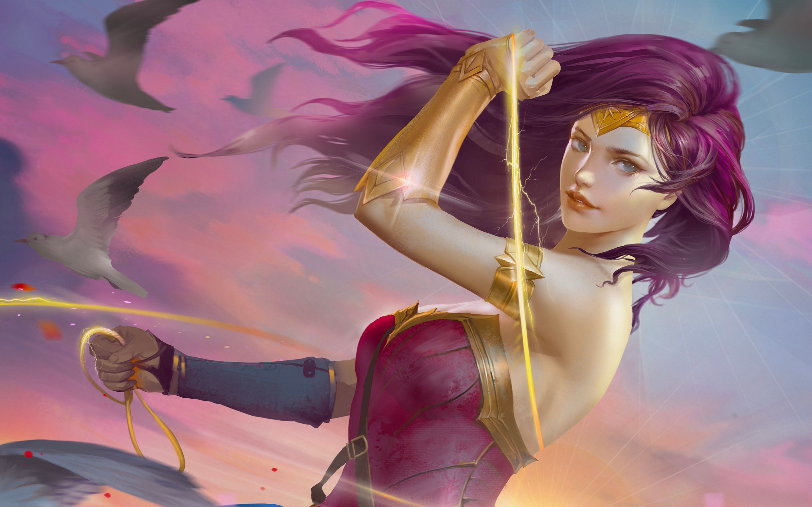 【ps绘画过程】【板绘】毕泰玮插画课-12神奇女侠wonder woman