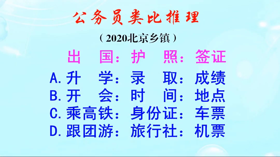 公务员类比推理,出国需要办理护照和签证,我现在知道啦哔哩哔哩bilibili