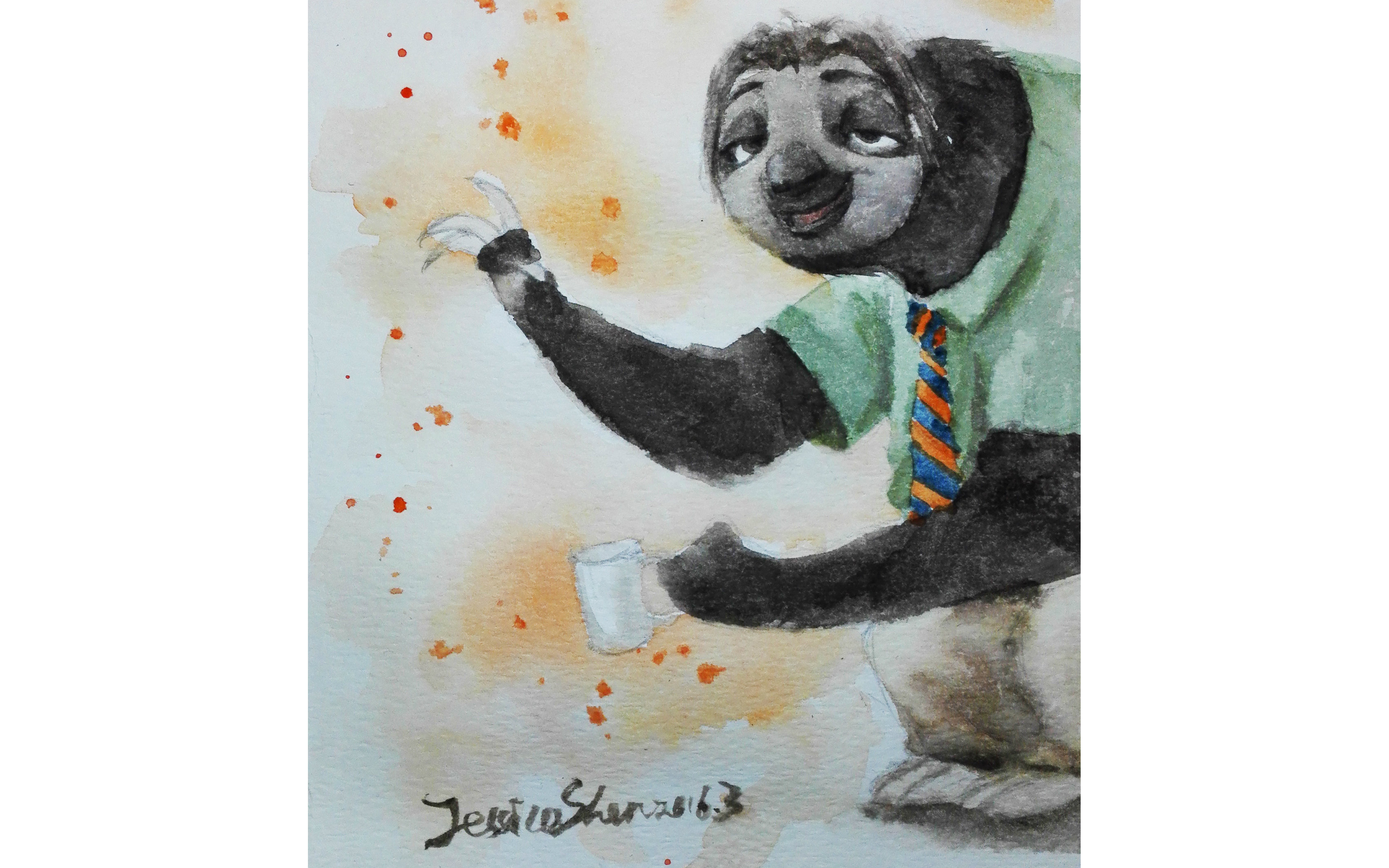 【水彩教程】3分钟教你画-疯狂动物城-动作快如闪电的树懒flash 哈