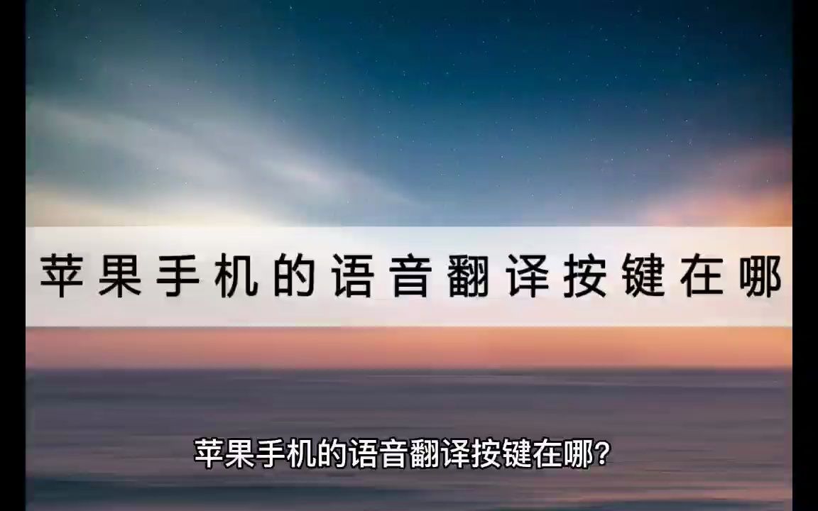 苹果手机的语音翻译按键在哪?今天就带你找到它哔哩哔哩bilibili