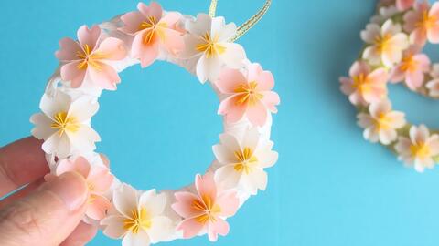 紙で作る桜の花のミニリースの作り方 Diy How To Make Paper Cherry Blossom Wreath 哔哩哔哩 Bilibili