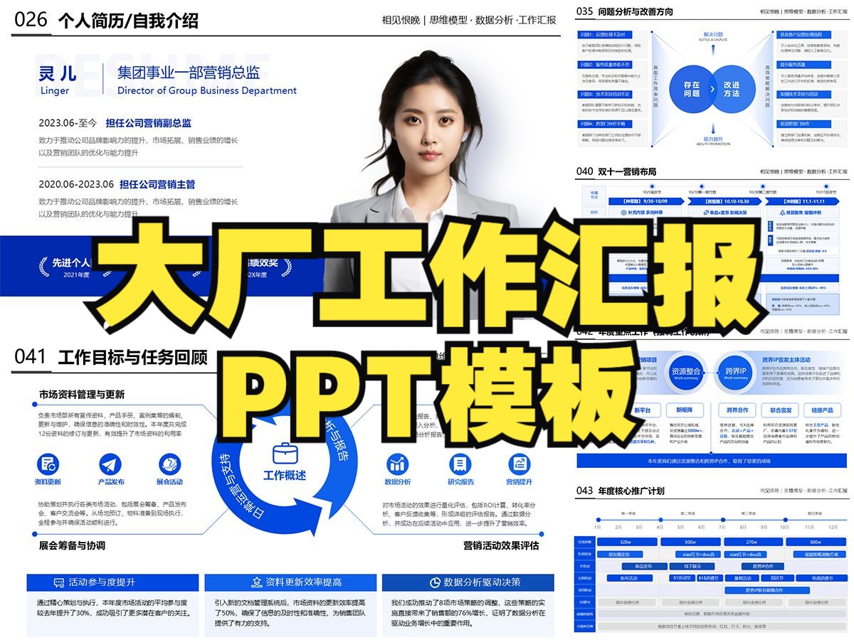 【职场效率秘籍】工作汇报年终总结数据分析思维模型120页PPT模板哔哩哔哩bilibili