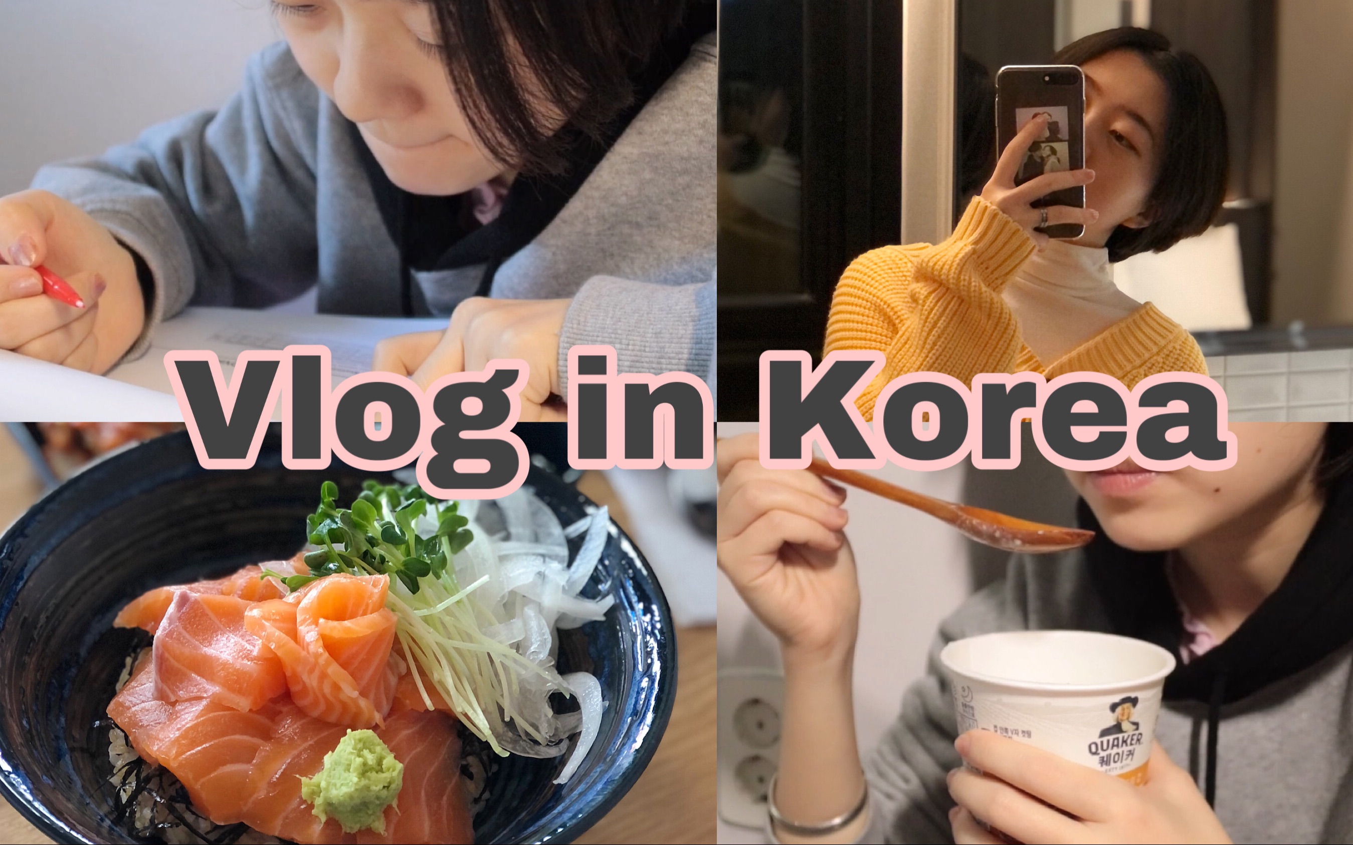 韩国自炊vlog#47/在家养膘好季节/流水账/跟我过一天/三文鱼盖饭/假期也是作业人哔哩哔哩bilibili