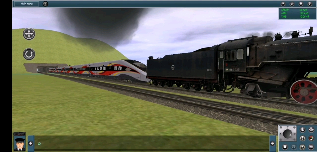 实况模拟列车前进型蒸汽机车0025回送cr400bf龙凤呈祥通过