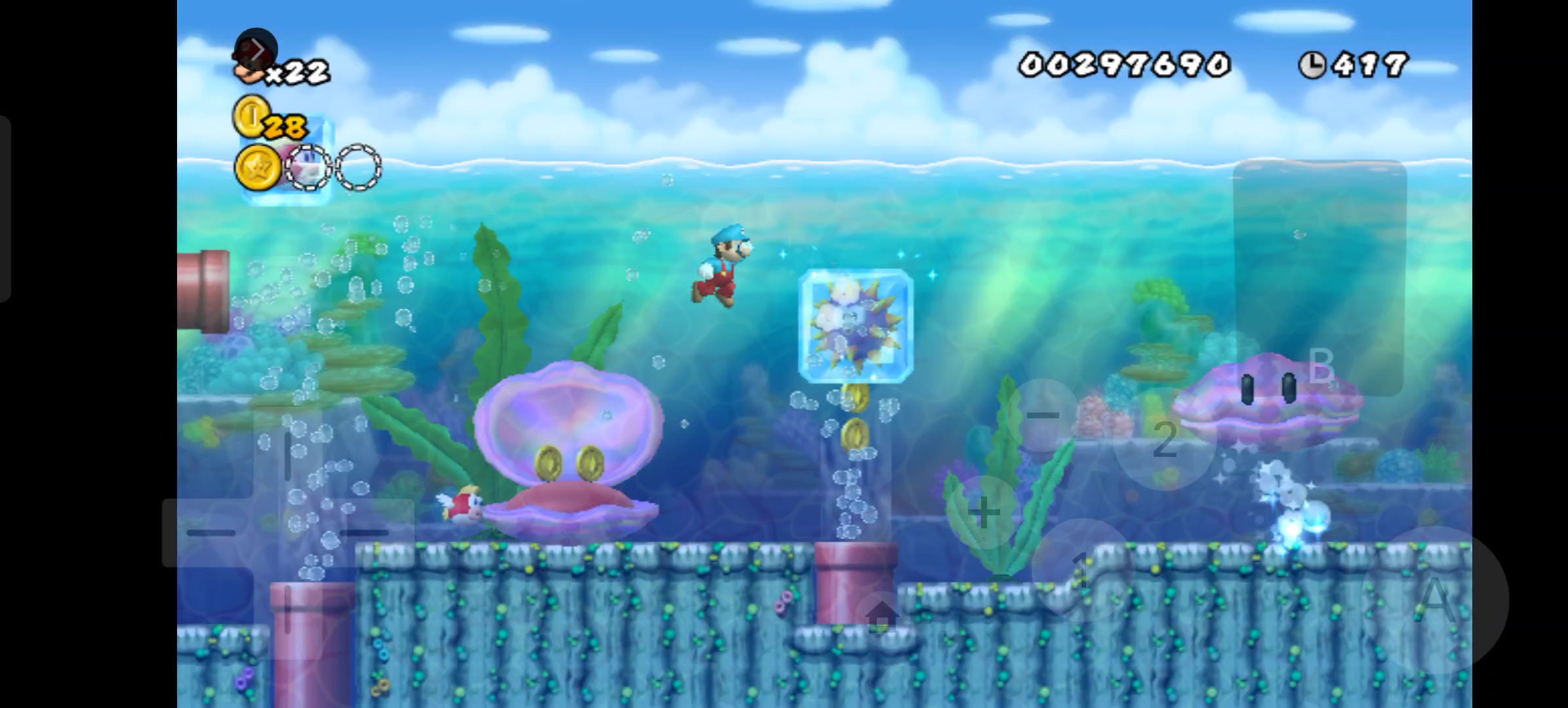 [酷晨]手机版新超级马里奥兄弟wii(通关流程):第一世界(下)