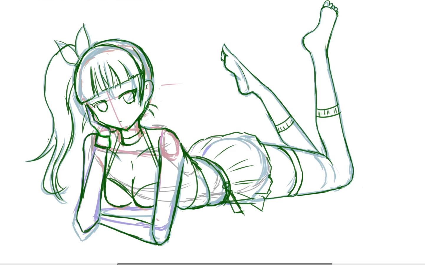 人体练习 画个泳装香奈乎 (第一次用数位板记录)