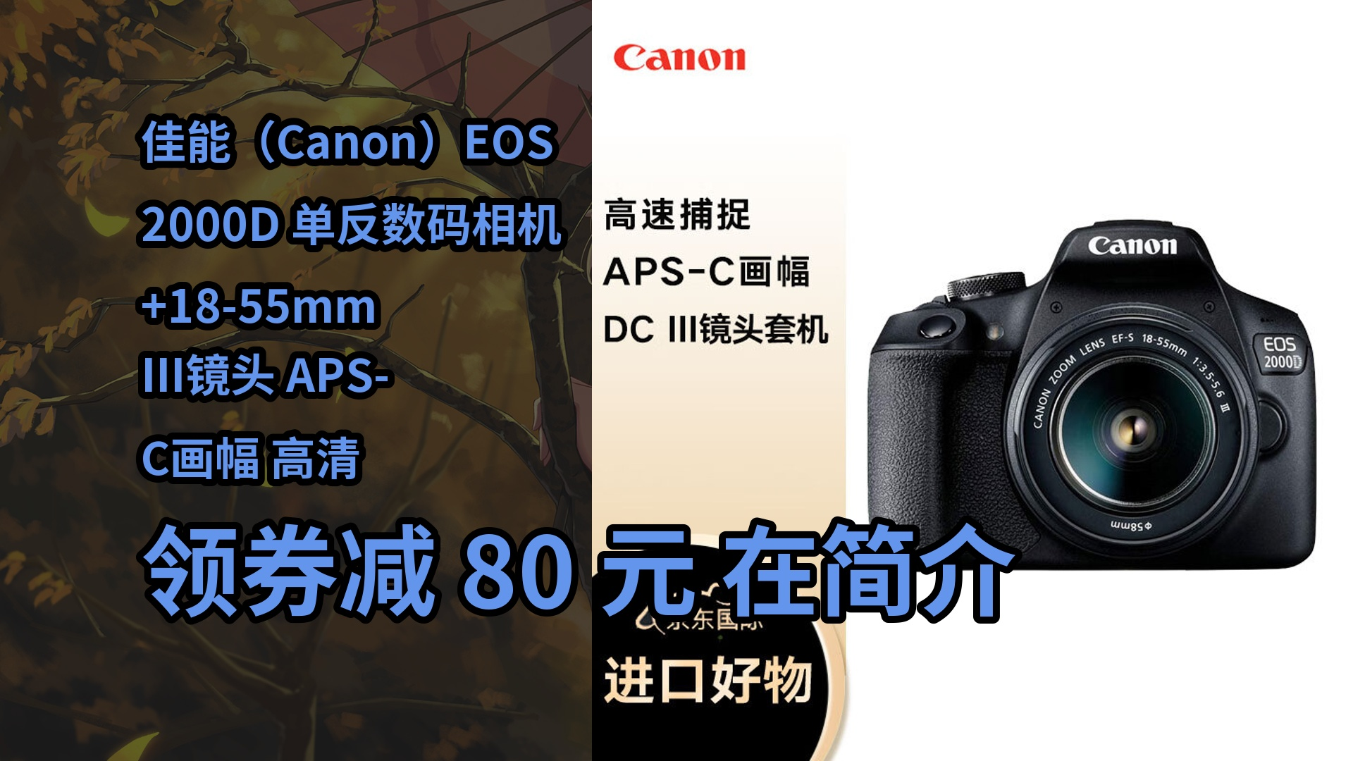 【隐藏促销】佳能(canon)eos 2000d 单反数码相机 18-55mm iii镜头