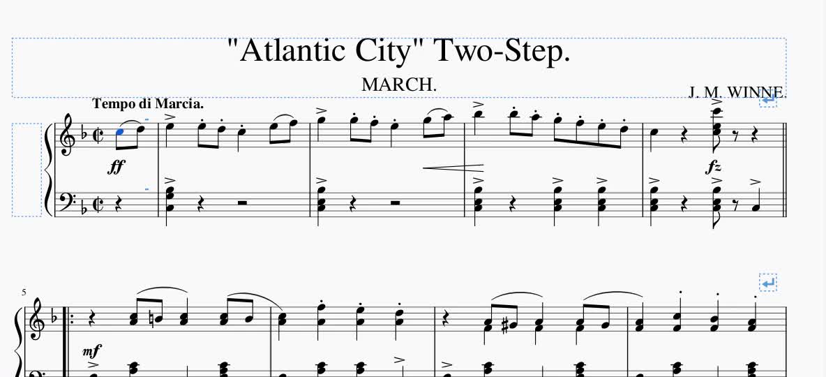 [图]杰西·温恩：《大西洋城（拉格泰姆二步进行曲）》-Jesse M. Winne：Atlantic City(1906年出版)