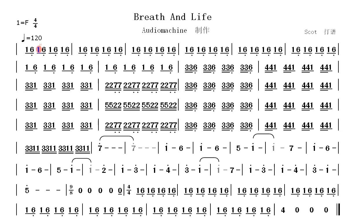 [图]【BGM音乐】Breath And Life--Audiomachine制作--动态简谱