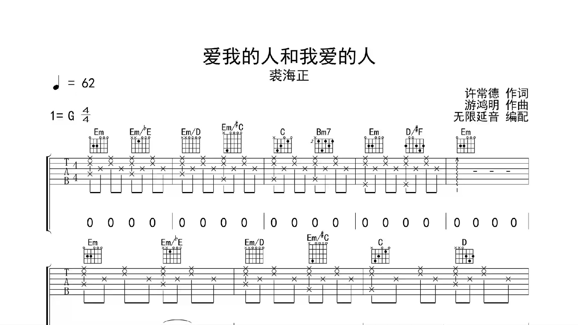 我爱的人林宥嘉吉他谱图片