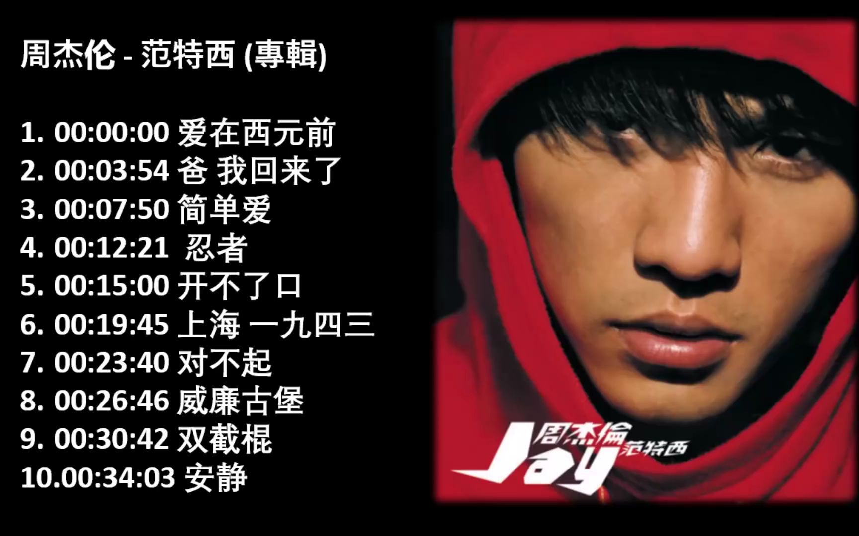 周杰伦范特西2001专辑jaychoufantexifantasyfullalbum
