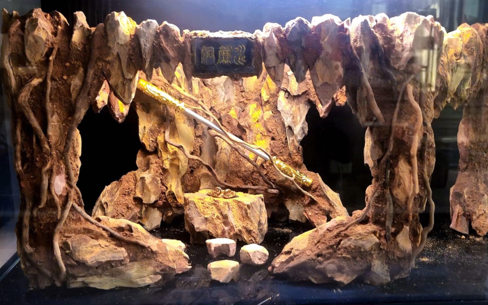 小米鱼缸造景 水帘洞