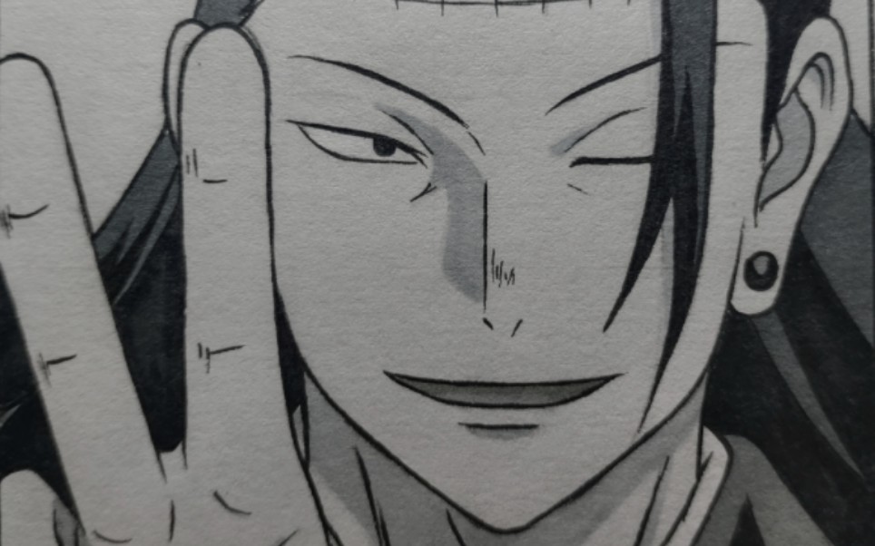 夏油杰绘画过程