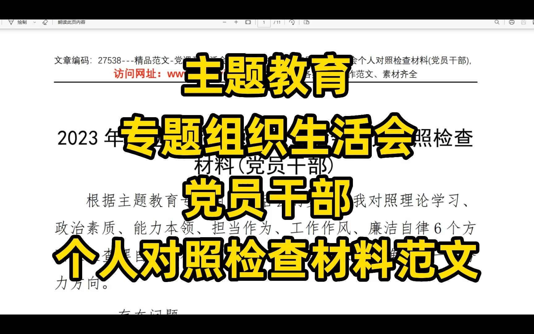 主题教育 专题组织生活会 党员干部 个人对照检查材料范文哔哩哔哩bilibili