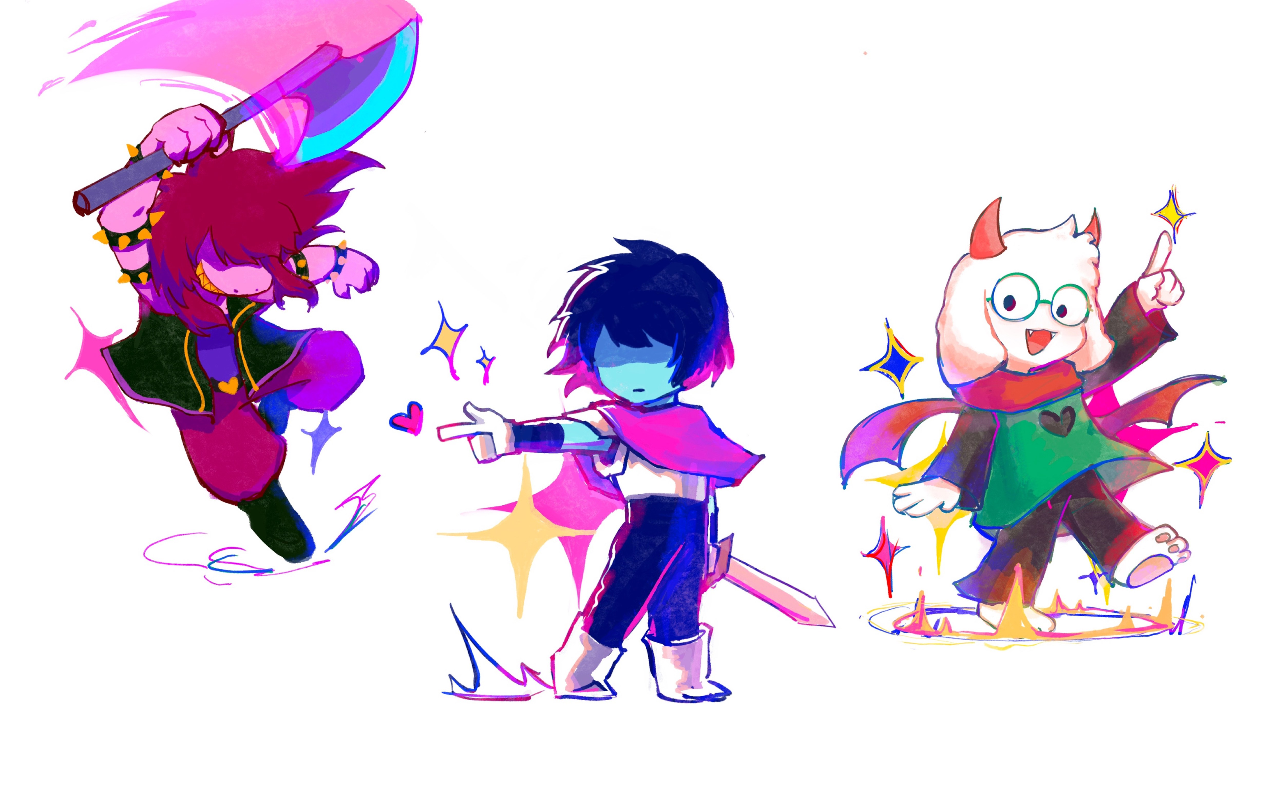 【deltarune】三主角的绘画过程