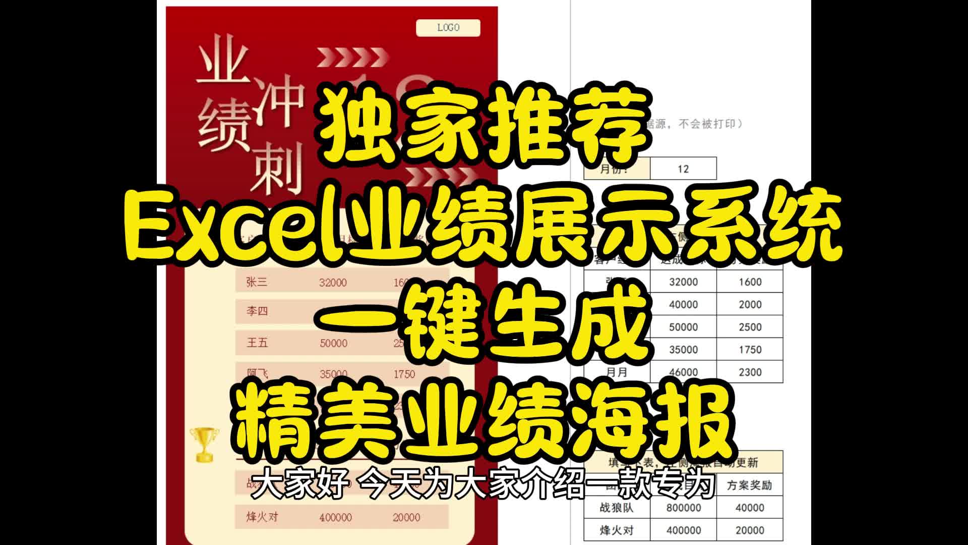 独家推荐Excel业绩展示系统一键生成精美业绩海报哔哩哔哩bilibili