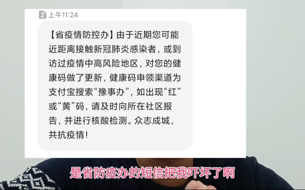 手机上收到一条河南省防疫办的短信吓坏了,赶紧查看自己的健康码,还好没事哔哩哔哩bilibili