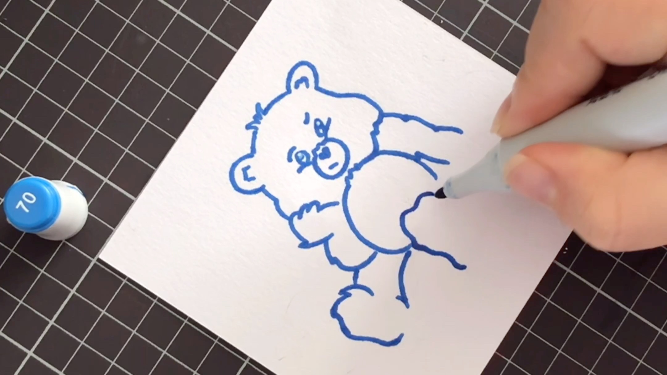 彩虹熊简笔画,马克笔画,卡通画.