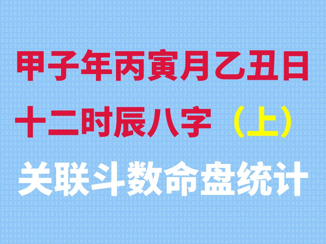 甲子年丙寅月乙丑日十二时辰八字关联斗数命盘统计(上集)哔哩哔哩bilibili