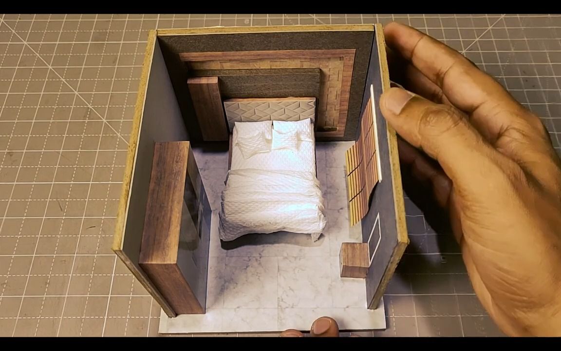 【手工】逼真的现代卧室微型模型