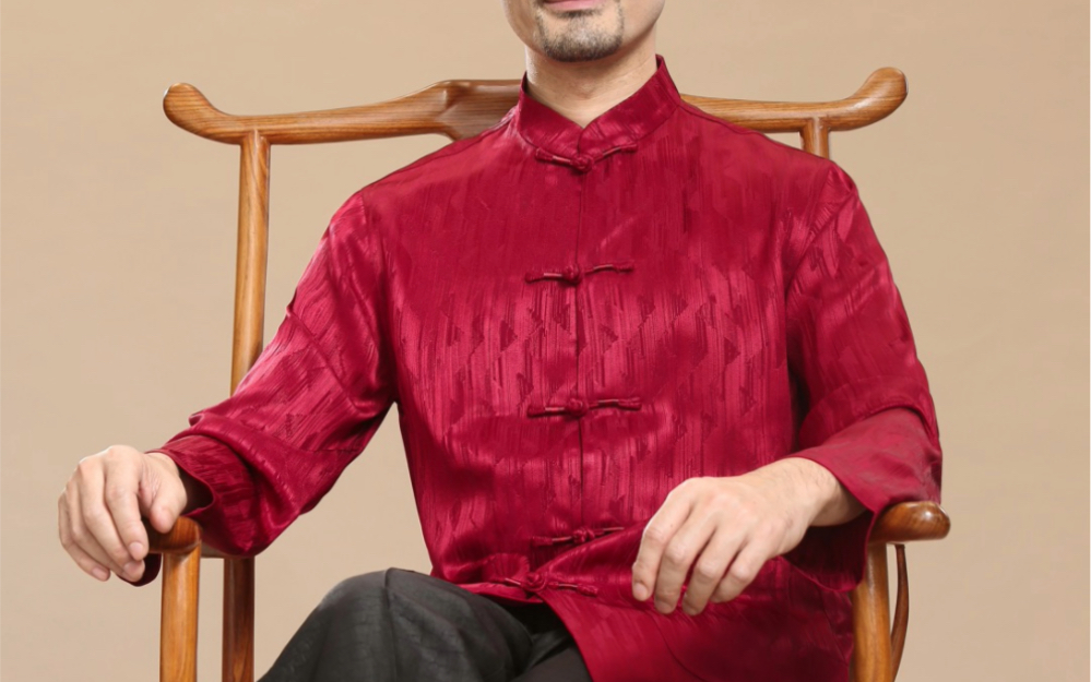 红色男士唐装婚礼唐装爸爸唐装公司团队定制唐装