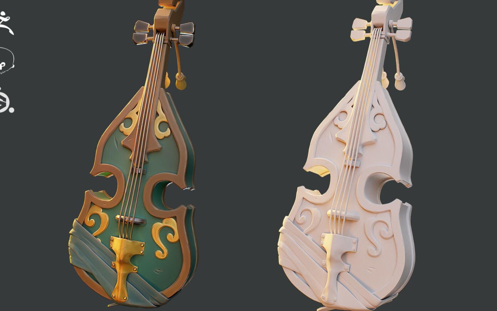 【3dmax】乐器——琵琶,全流程道具建模案例讲解.