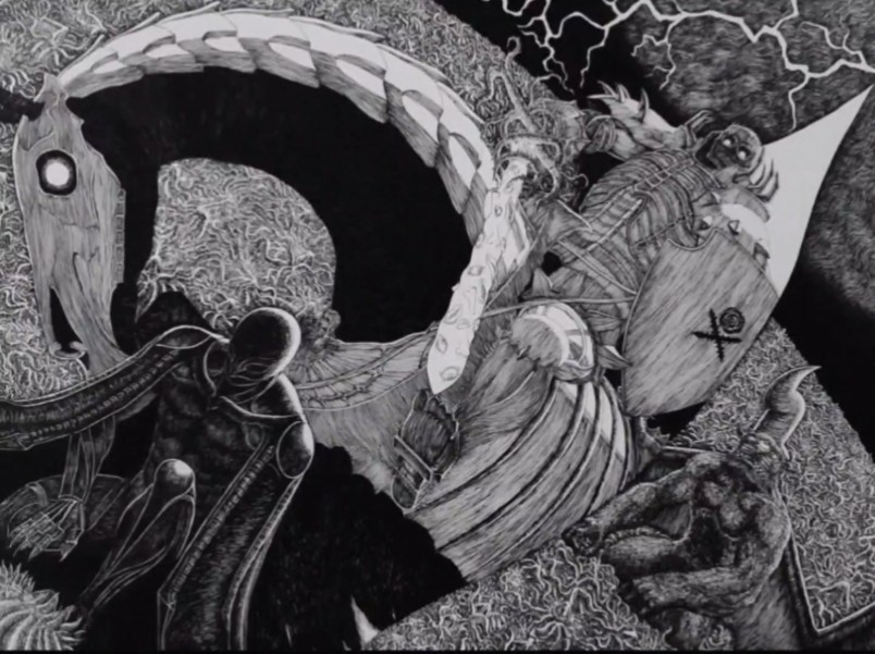 临摹剑风传奇世界名画格里菲斯捕恐帝,骷髅骑士在后