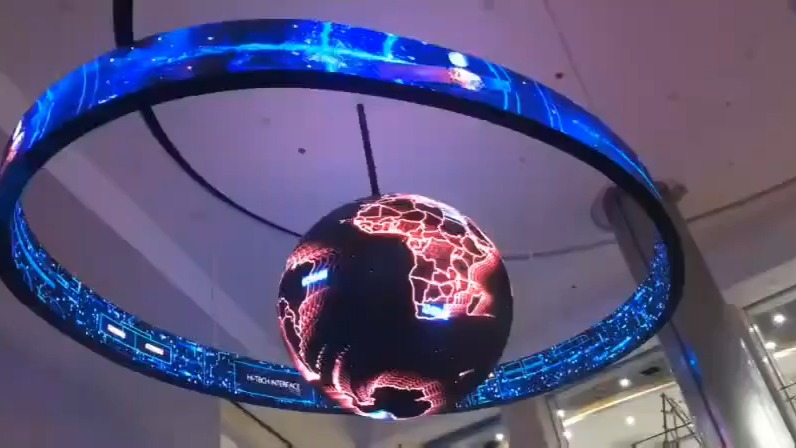 led球形显示屏视频 展馆圆球led屏视频
