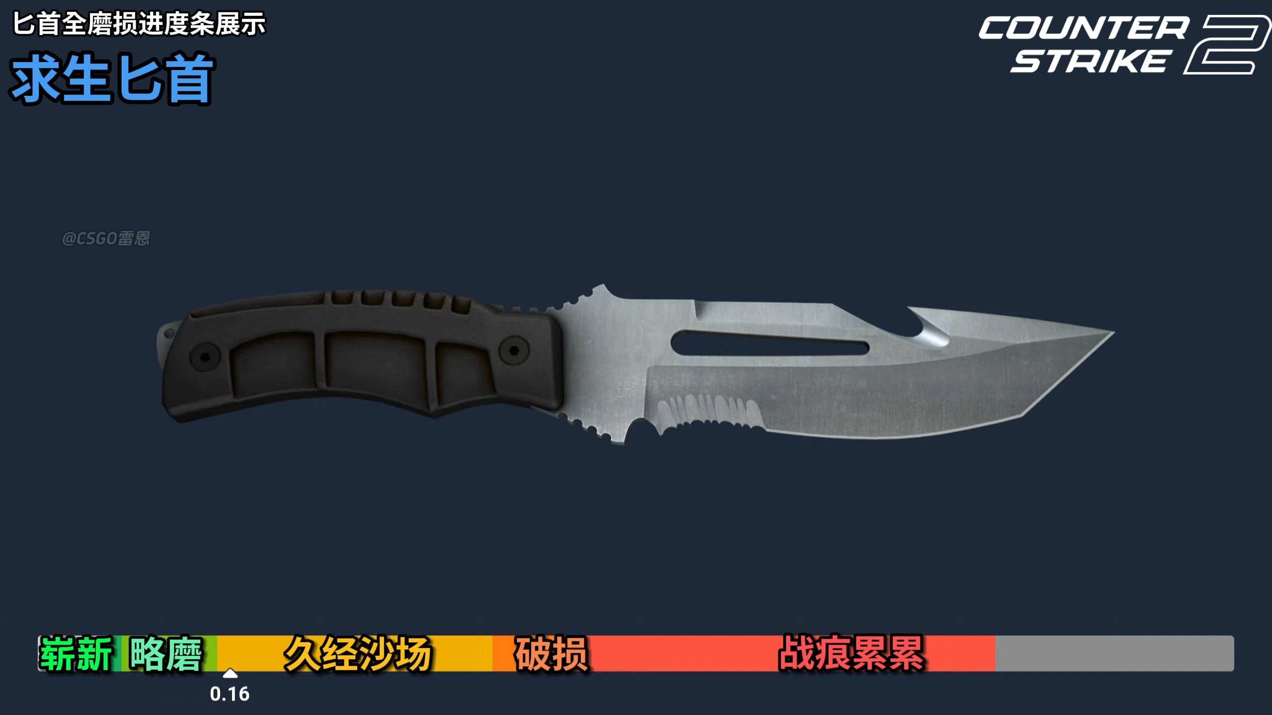 【cs2】求生匕首 全部磨损展示 崭新出厂~战痕累累