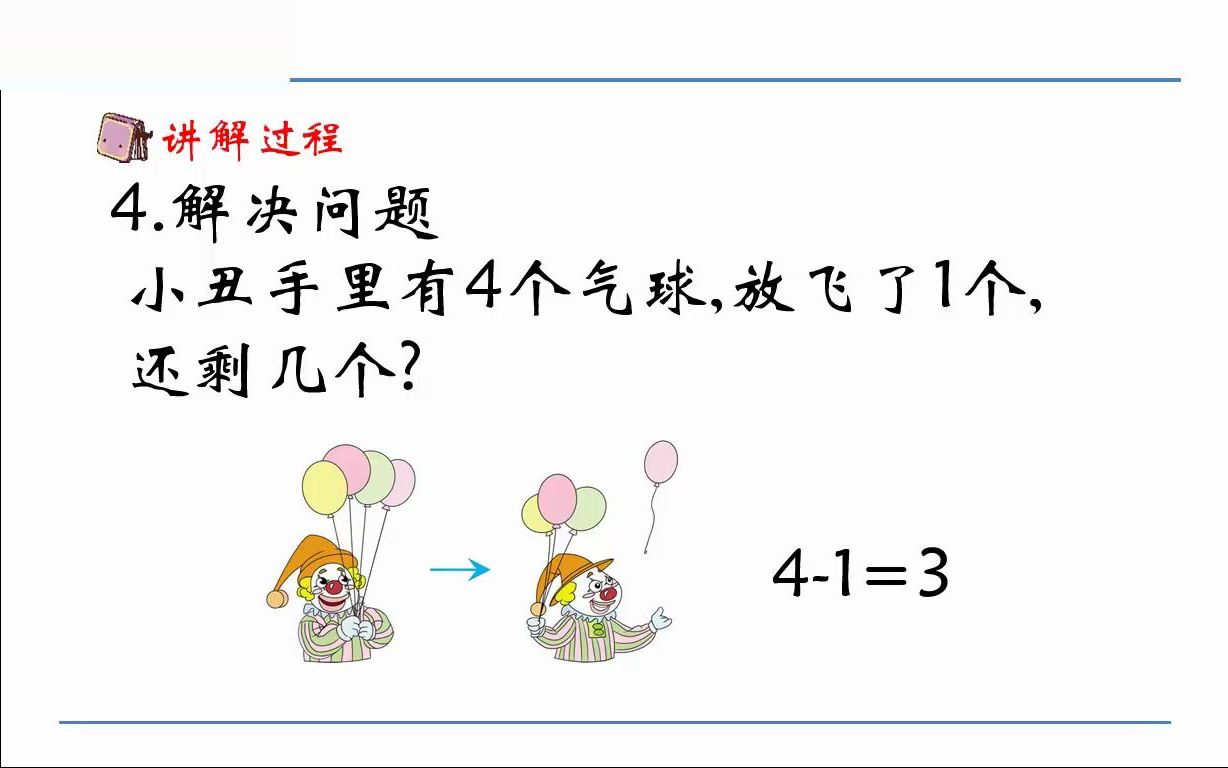 [图]人教版数学一年级上册微课视频：3.6.1认识减法