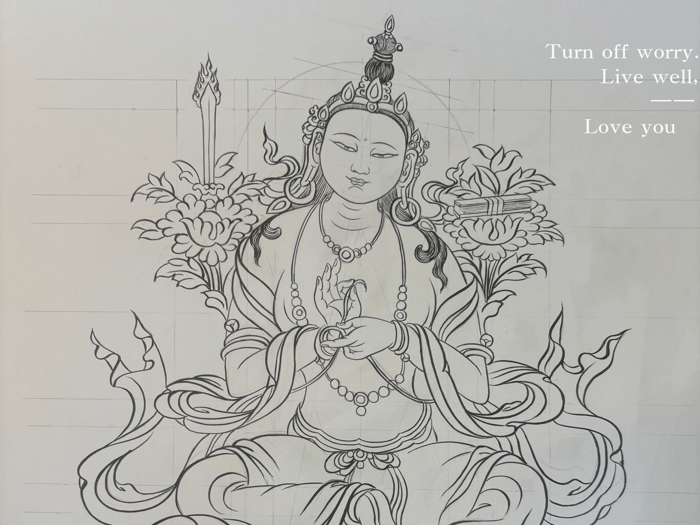 谁的唐卡不是从白描度量开始画起啊?