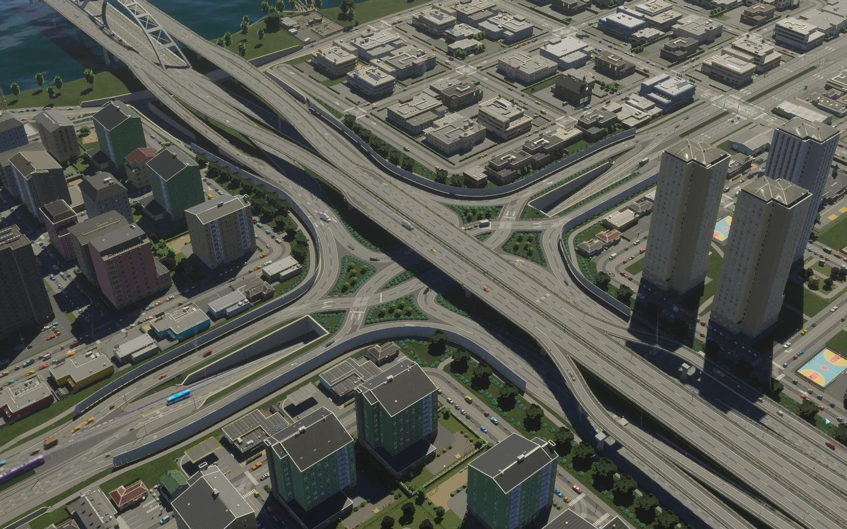 【都市天际线2】一个分叉菱形立交桥的运作过程