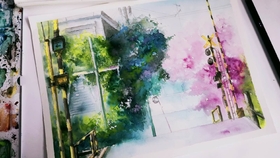 水彩 搬运 初音上色 透明水彩 哔哩哔哩 つロ干杯 Bilibili