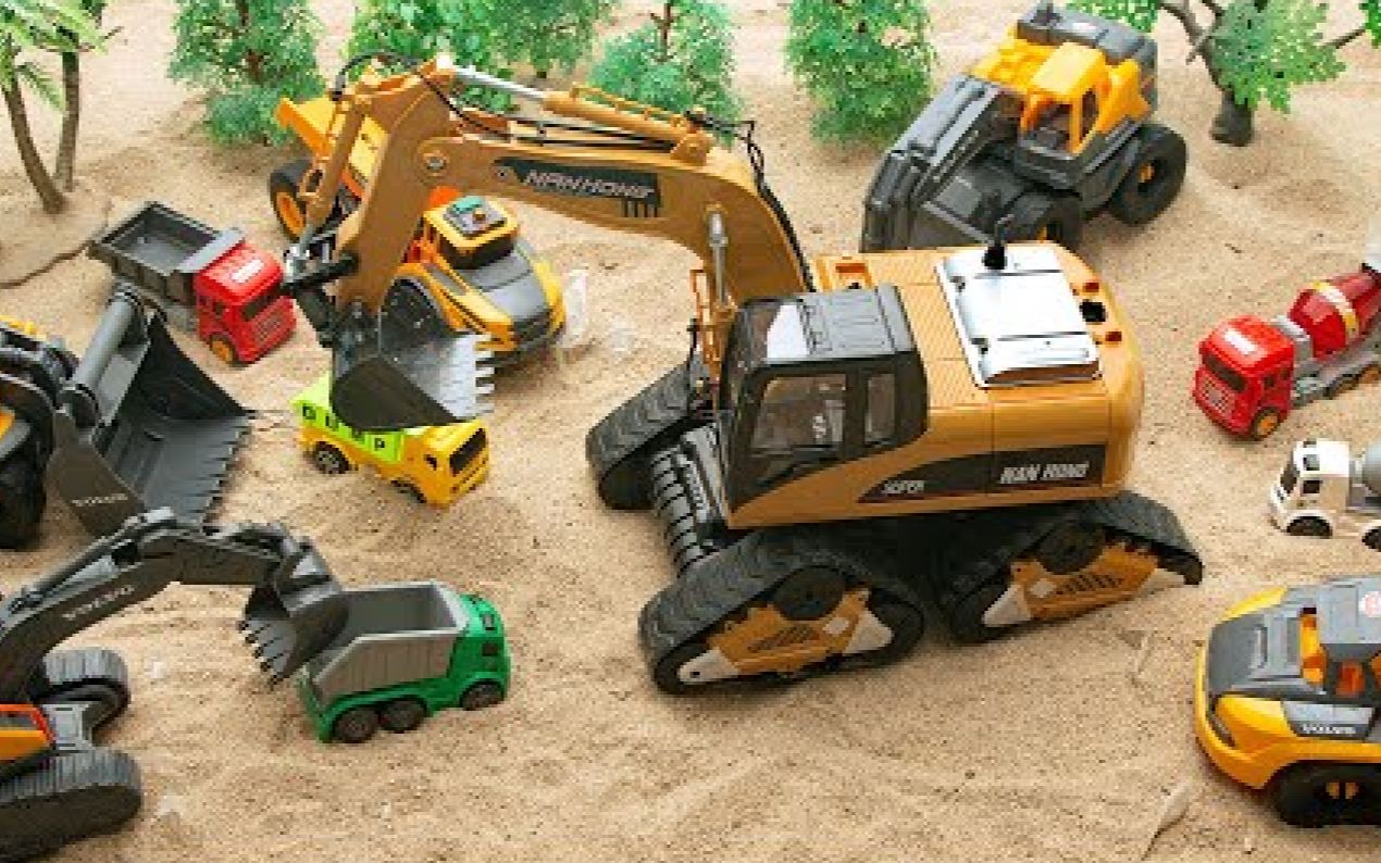 工程队玩具车,挖掘机,搅拌车和铲车