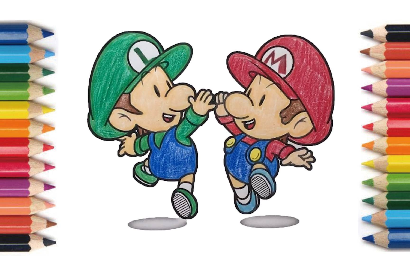【coloring】baby mario and baby luigi 【涂り絵】ベビーマリオとベ