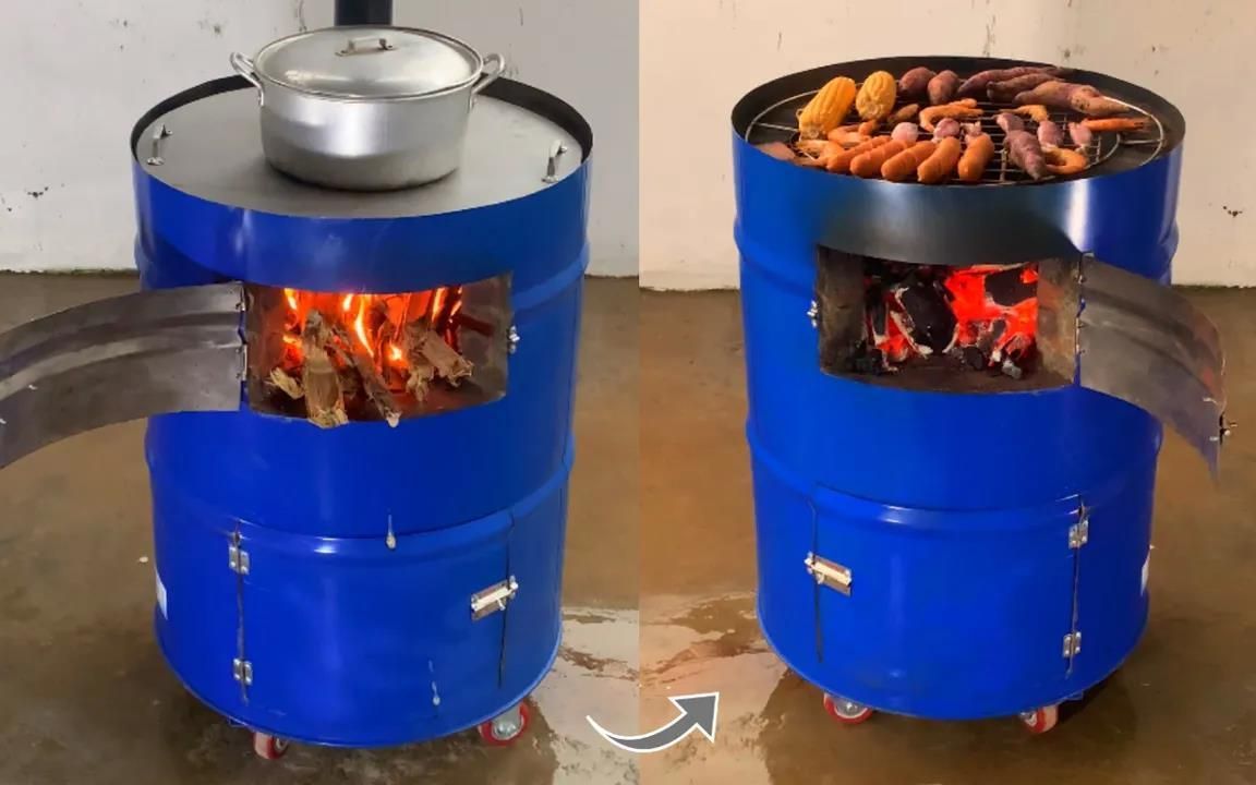 diy自制可移动柴火灶,简直可以一灶传三代