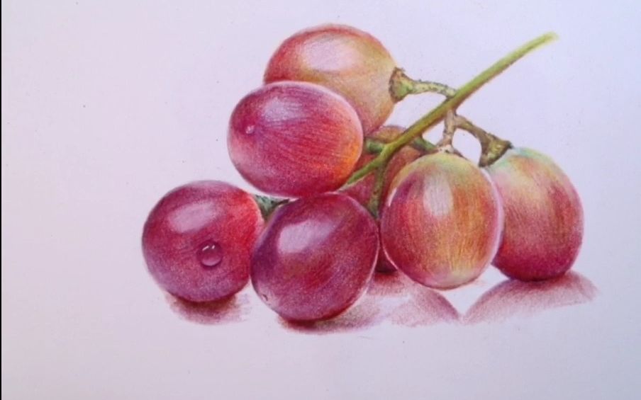 彩铅教程丨彩铅画《葡萄》也能画出实感