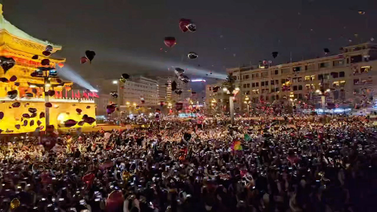 2024 西安 钟楼 跨年夜盛况