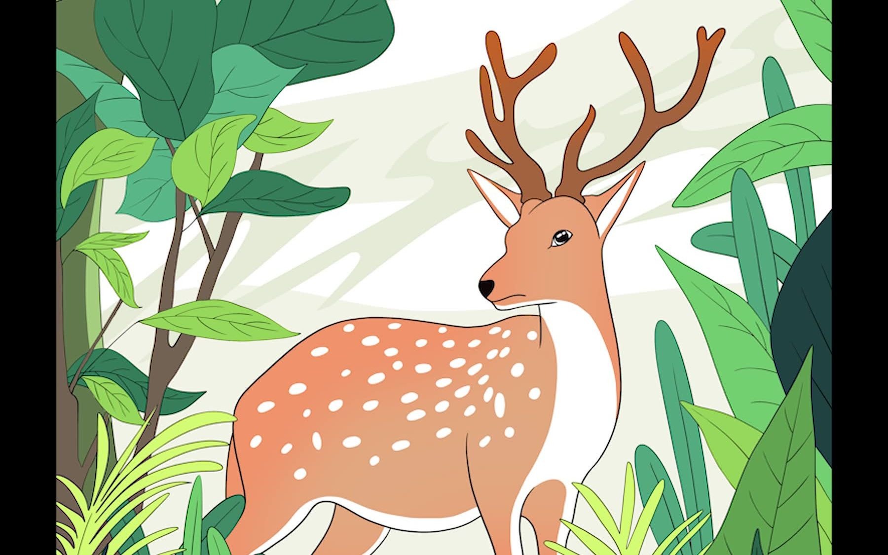 绘画教程开启神仙画画之旅森林中的鹿