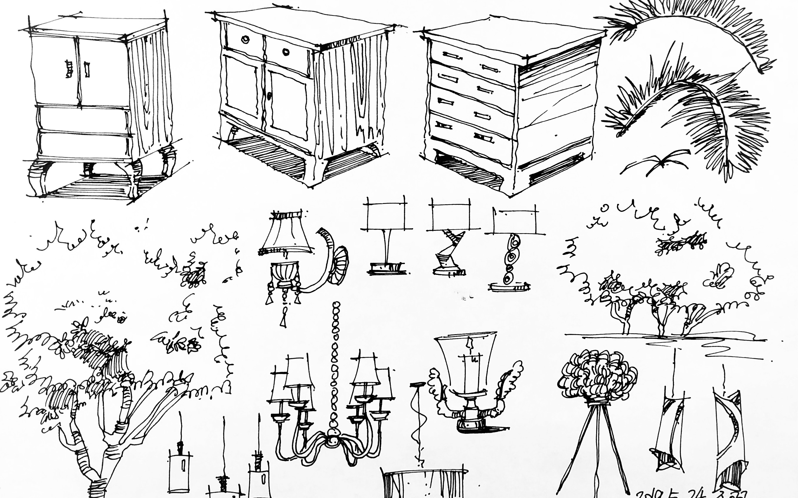 家具单体手稿图片