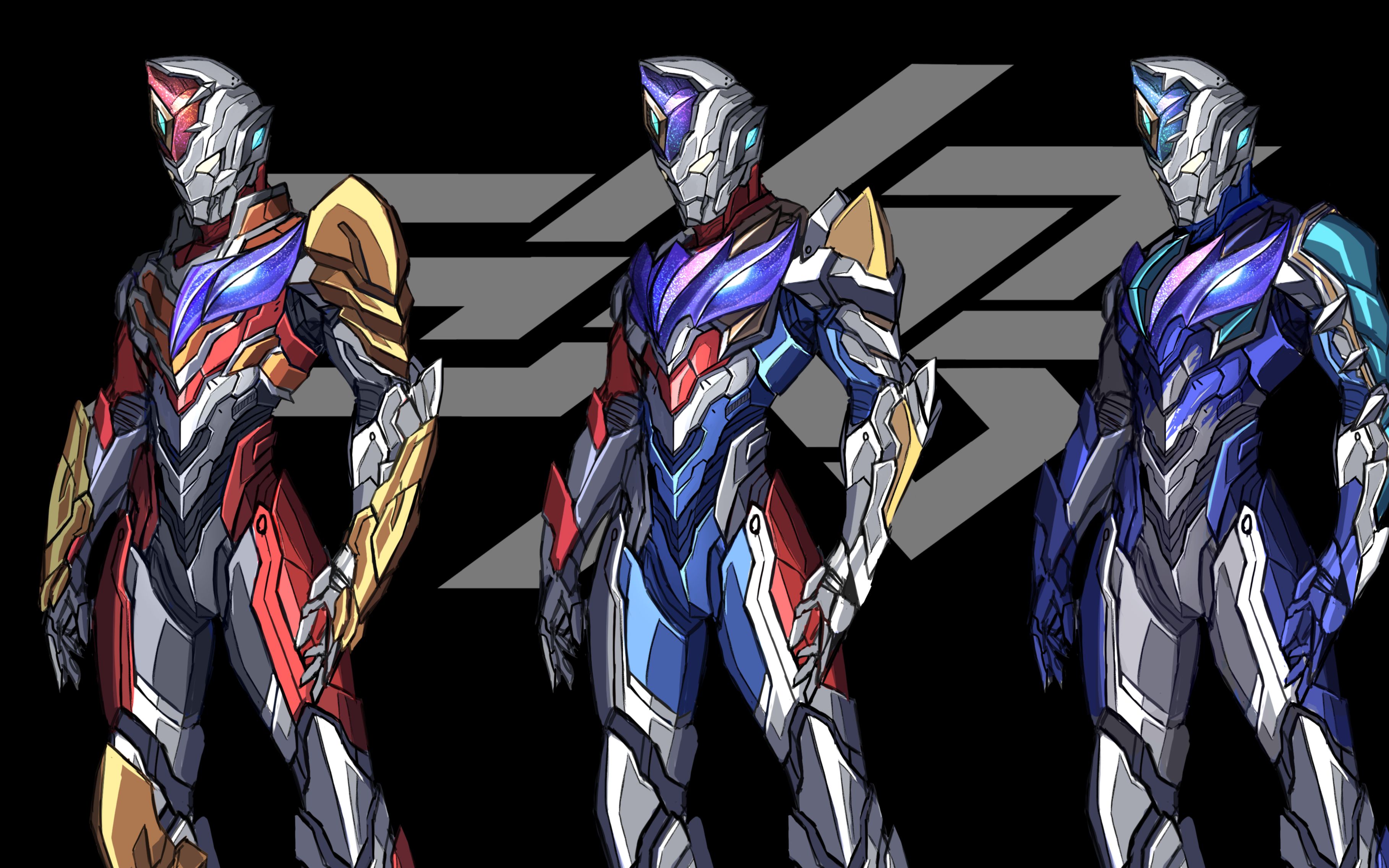 【板绘】机动奥特曼戴卡 三形态补完