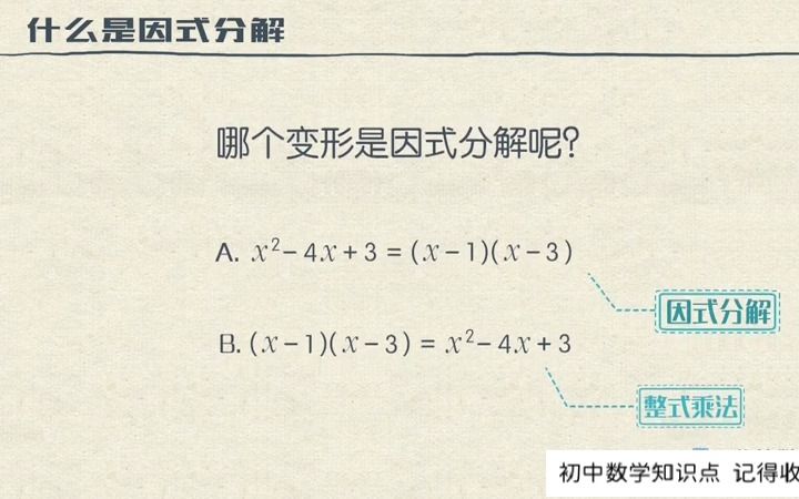 [图]初中数学八年级上册：什么是因式分解，知识点解析