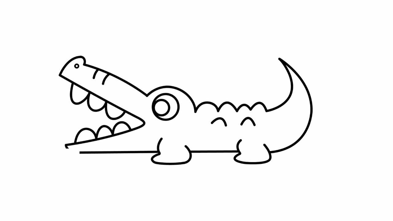 简笔画:教你超简单的画只凶猛的大鳄鱼,带宝宝一分钟轻松学会