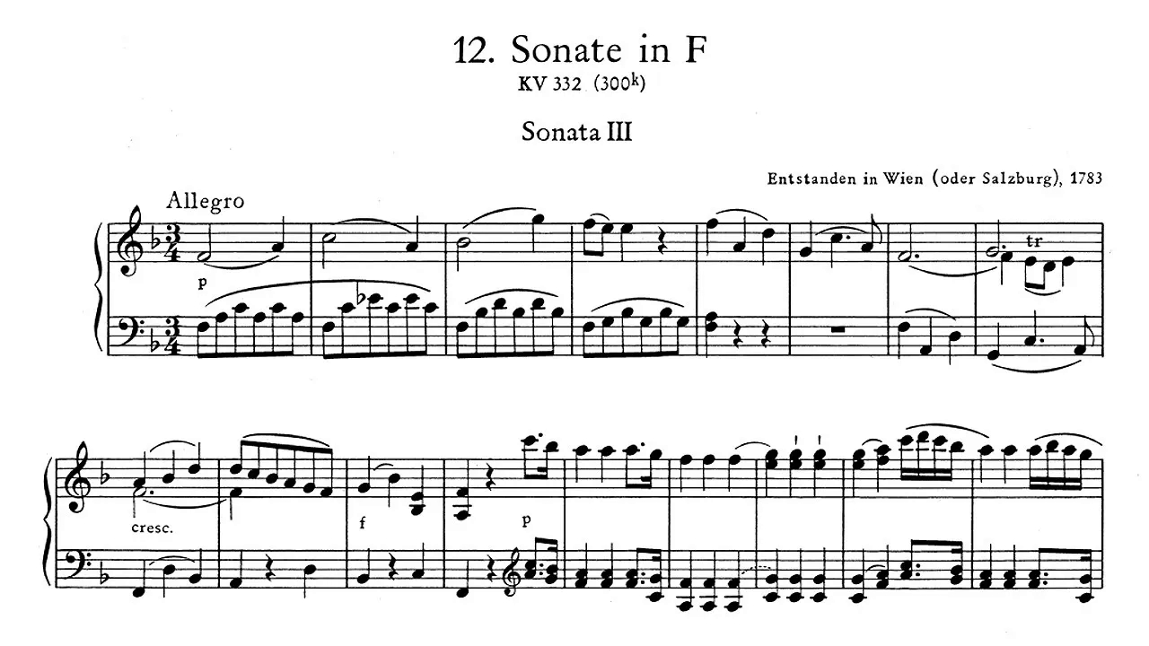 [图]【莫扎特/曲谱同步】F大调第十二号钢琴奏鸣曲 K.332