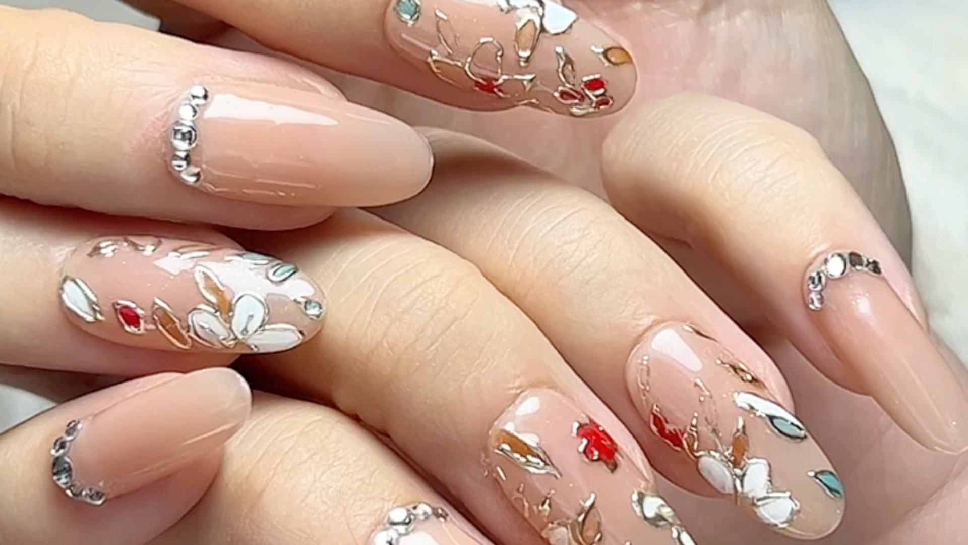 珐琅花花美甲婚甲