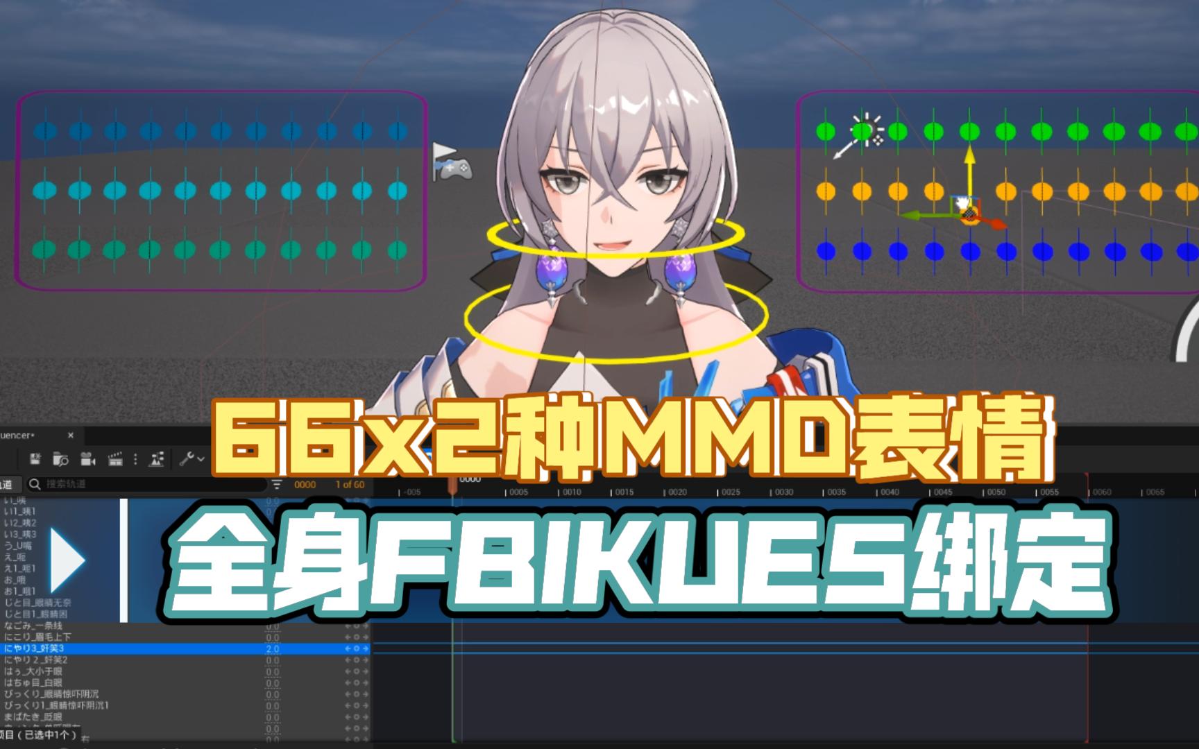 [图]UE5角色动画绑定FK+全形体FBIK含MMD66x2种表情中日对照+10根手指脚趾控制器在序列器K帧，无插件媲美3DsMax/Maya/Blender/C4D